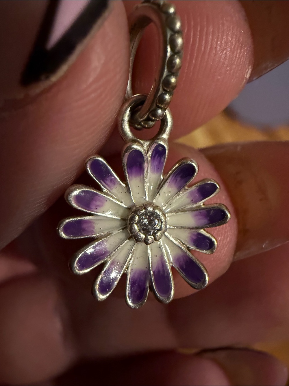 Pandora Purple and White Enamel Daisy Charm